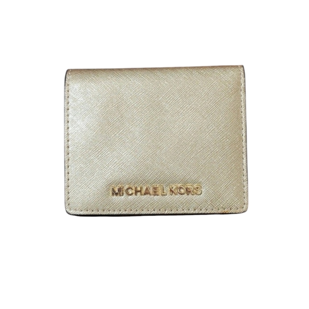 Michael Kors Metallic Gold Saffiano Leather Compact Wallet NWOT